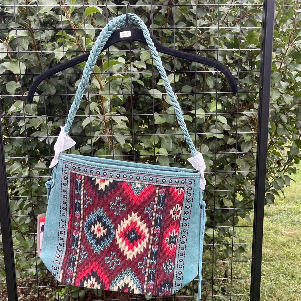 Montana West Turquoise and Red Patterned Shoulder Bag